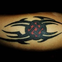 Designed circle arm tattoo