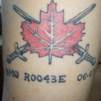 Crossed sword arm tattoo design