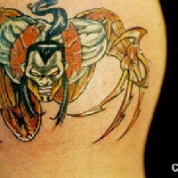 Asiatische Vielfraß farbiges Tattoo