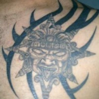 Aztec evil deity tattoo