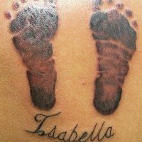 Baby footprint with name  tattoo
