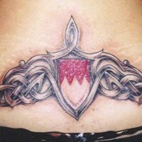 Heraldic shield with pattern tattoo in colour