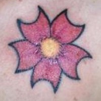 Rücken Schulter Tattoo, rote, Blume, scharfe Kanten