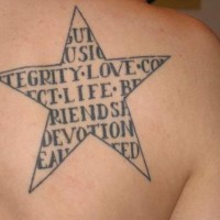 Writings in star tattoo