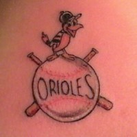 Baltimore oriole team bird tattoo