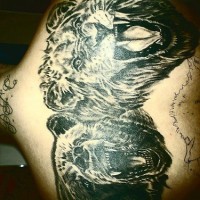 due realistico orso e leone rugiscono tatuaggio