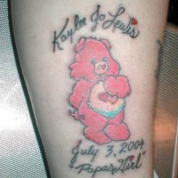 Cute pink bear tattoo