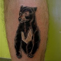 Black bear tattoo on leg