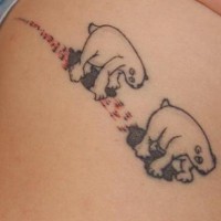 Polar bears tearing skin tattoo
