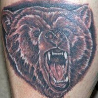 Angry roaring bear head  tattoo