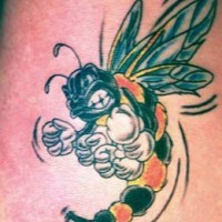 Colourful wasp boxer tattoo
