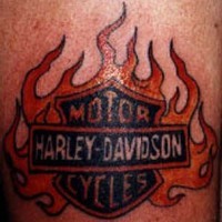 Harley davidson logo in flames