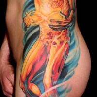 Biomechanical man coloured tattoo