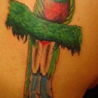 Tatuaggio fantastico sulla gamba l'uccello verde