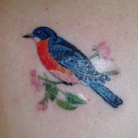 Tatuaje de ave azul brillante