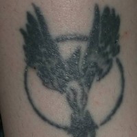 Tatuaje  de ave en un círculo