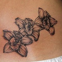 Schwarze Orchideen Blumen Tattoo