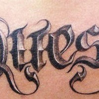 Quest text black tattoo