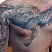 Le tatouage de dragon en noir et blanc