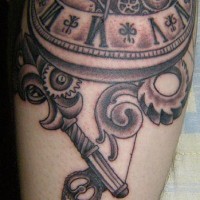 Old mechanical clock black tattoo