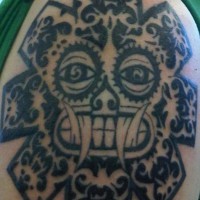 Mayan asian deity tattoo