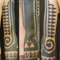 Pattern artwork black ink sleeve tattoo