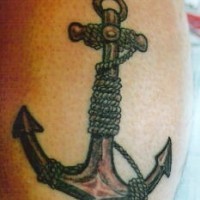 Classic iron anchor black ink tattoo