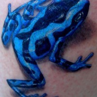 Super realistic blue frog tattoo