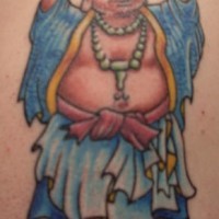 Glad Buddha coloured tattoo