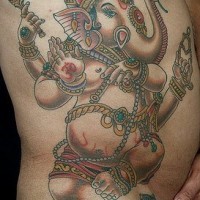 Le tatouage de Ganesh dansant en couleur