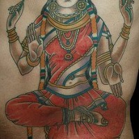 Dancing hindu deity coloured tattoo