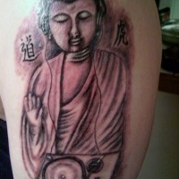 Dj Buddha schwarzweißes Tattoo