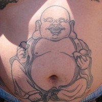 buddha sorridente pancia tatuaggio