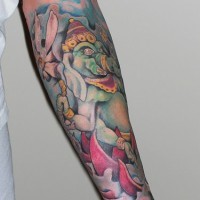 Ganesha colourful sleeve tattoo