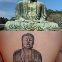buddhistra pietra copia tatuaggio sulla schiena