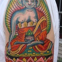 Vishnu hindu deity tattoo on shoulder