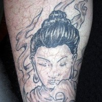 Buddha in flames black tattoo