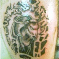 Incomplete bull tattoo