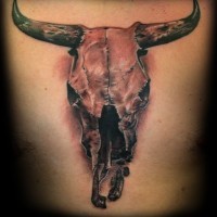 Le tatouage de vieux crâne cassé  de taureau