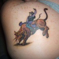 Bull rodeo coloured tattoo