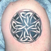 Celtic cross in circle tattoo