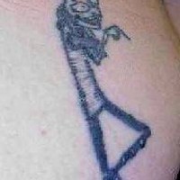 Tatuaje de dibujos animados de un esqueleto moderno