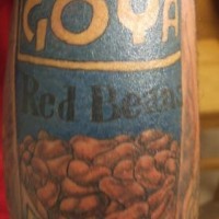 Can of goya beans tattoo in colour