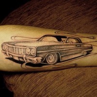Classic roadster unfinished arm tattoo