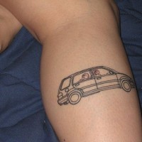 Family car black ink tattoo