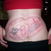 Unfinished classic car tattoo on back