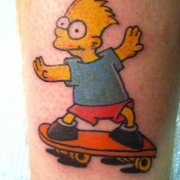 Classico tatuaggio colorato Bart Simpson