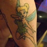 Flying tinkerbell fairy tattoo