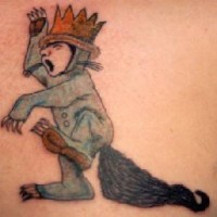 Colorato personaggio dai cartoni animati tatuato