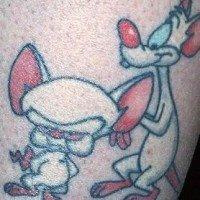 Pinky and the brain tattoo in colour